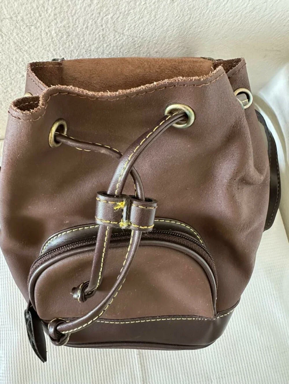Vintage Coldwater Canyon Mini Backpack - Brown Nylon Leather Trim 90s